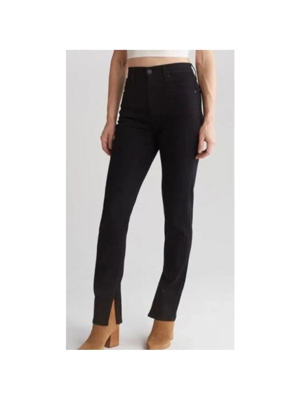 SLVRLAKE Beatnik Split Black Ankle Slit High Rise Jeans Premium Denim Size 30